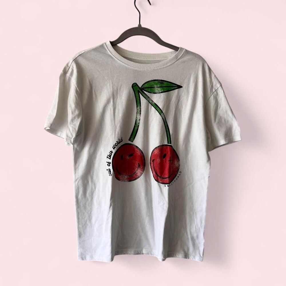 Dopamine Dressing Cherry Girl Spring Women's White graphic T-shirt